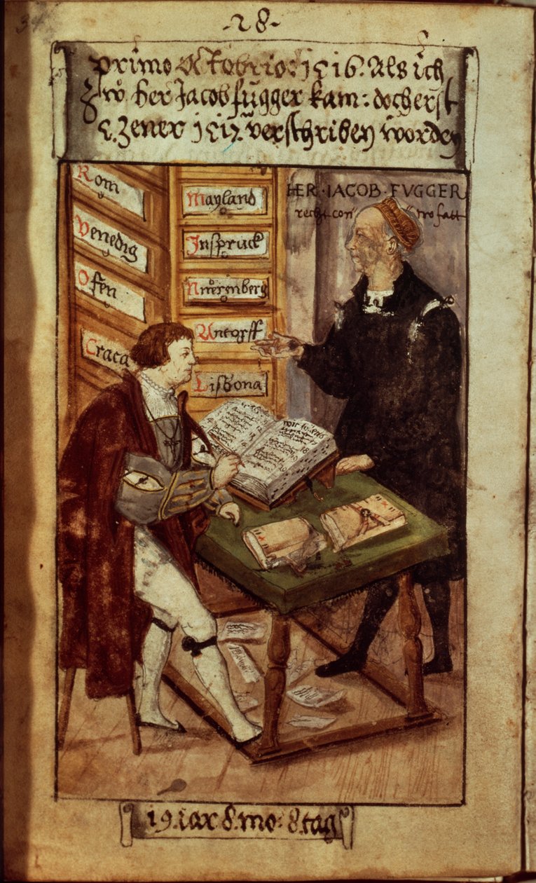 Jakob Fugger nel suo ufficio, 1518 da German School