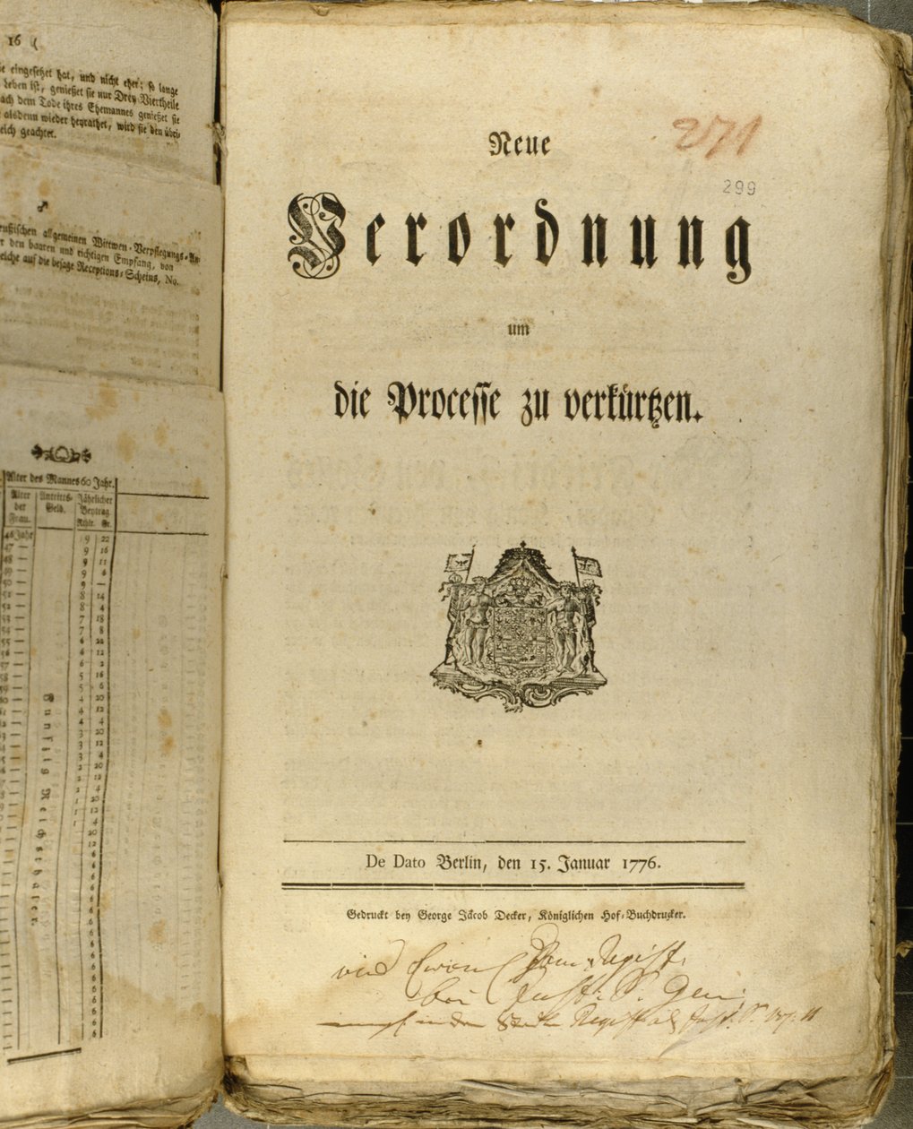 Procedura Legale del 1776 da German School