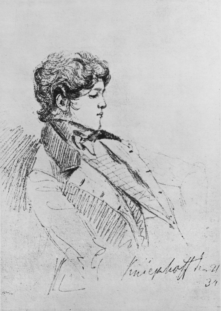 Ritratto del Principe Otto von Bismarck, 1834 (inchiostro su carta) da German School