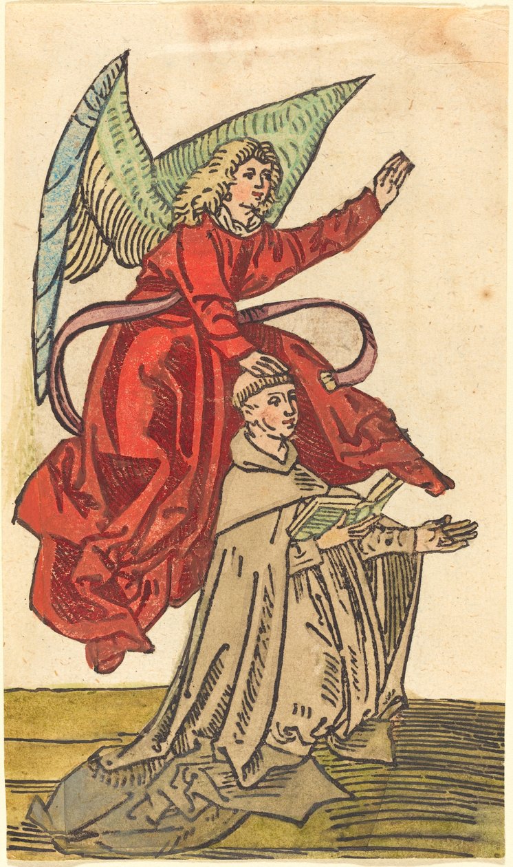 Un Monaco con un Angelo da German 15th Century
