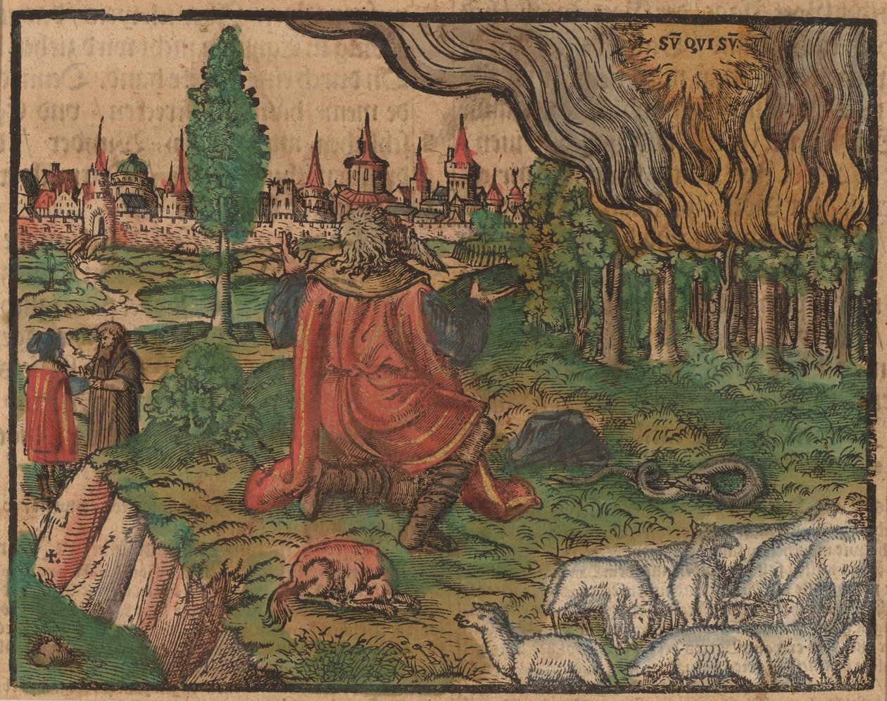 Mosè e il roveto ardente da German 16th Century