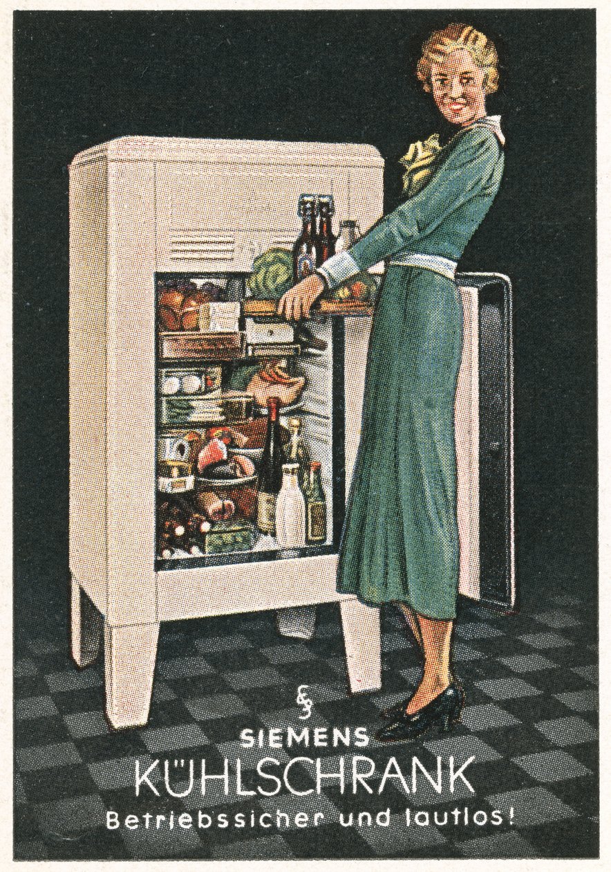 Pubblicità per frigoriferi Siemens (litografia a colori) da German School