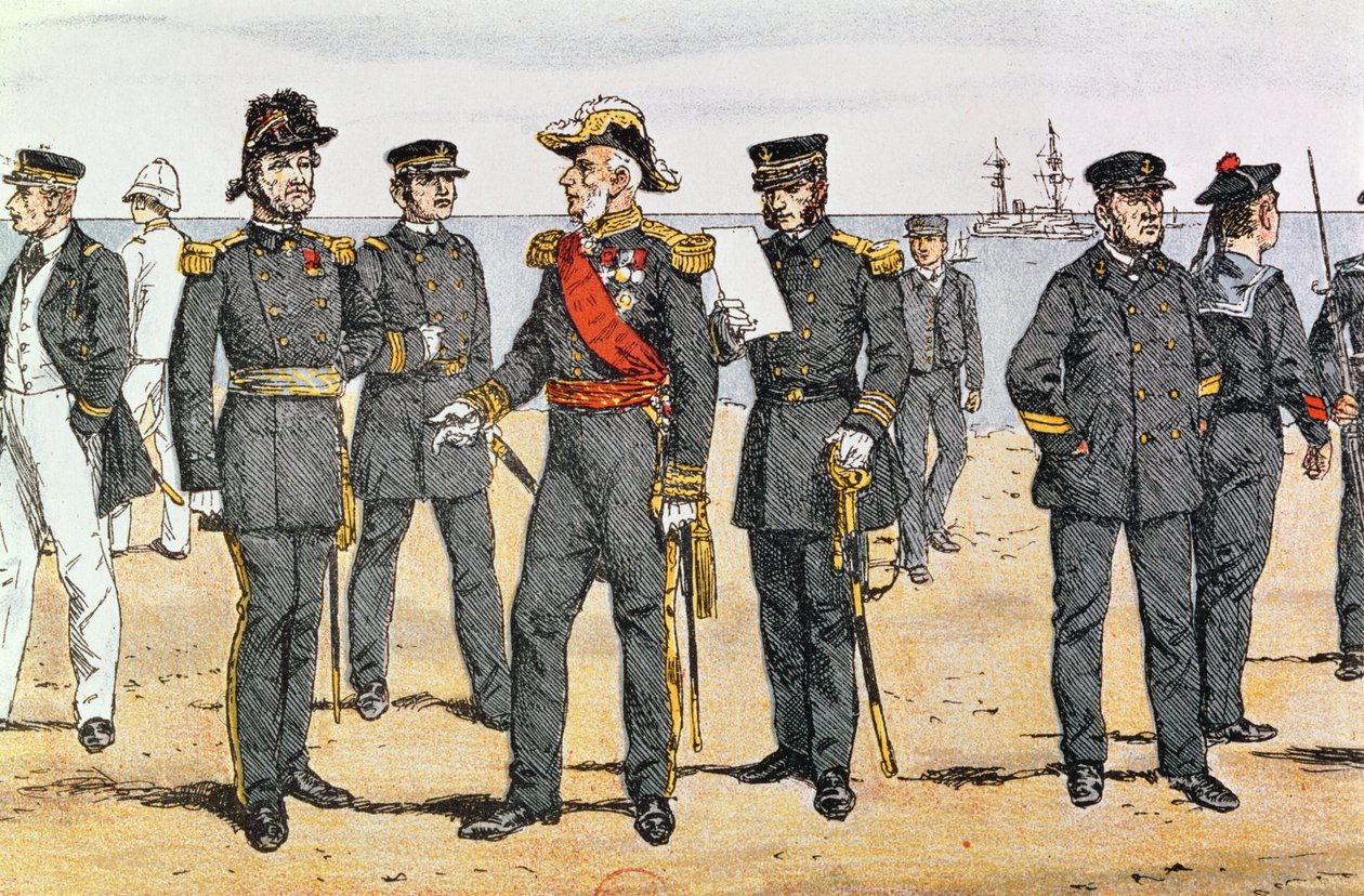 Uniformi della marina francese, fine XIX secolo da German School