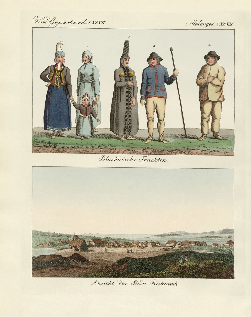 Abiti islandesi (incisione colorata) da German School