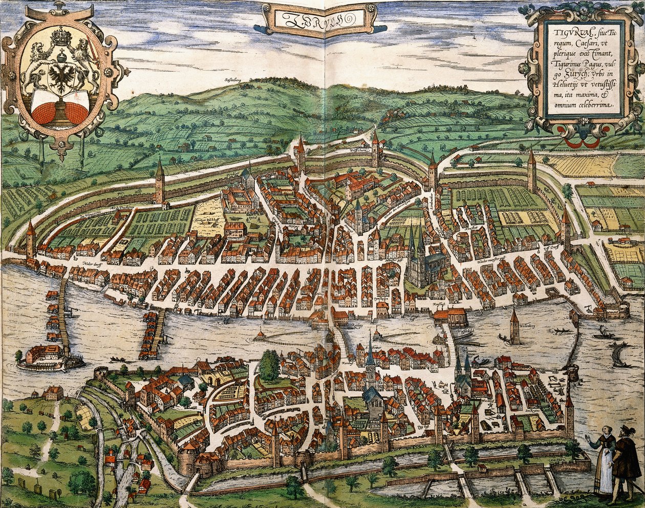 Mappa di Zurigo, 1575 da German School