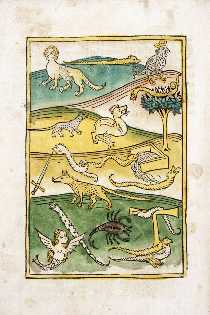 Mostri e serpenti in un paesaggio da German School