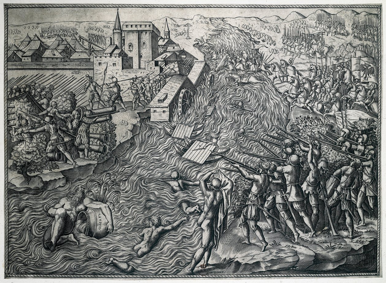 La battaglia di Mühlberg, 25 aprile 1547 da German School