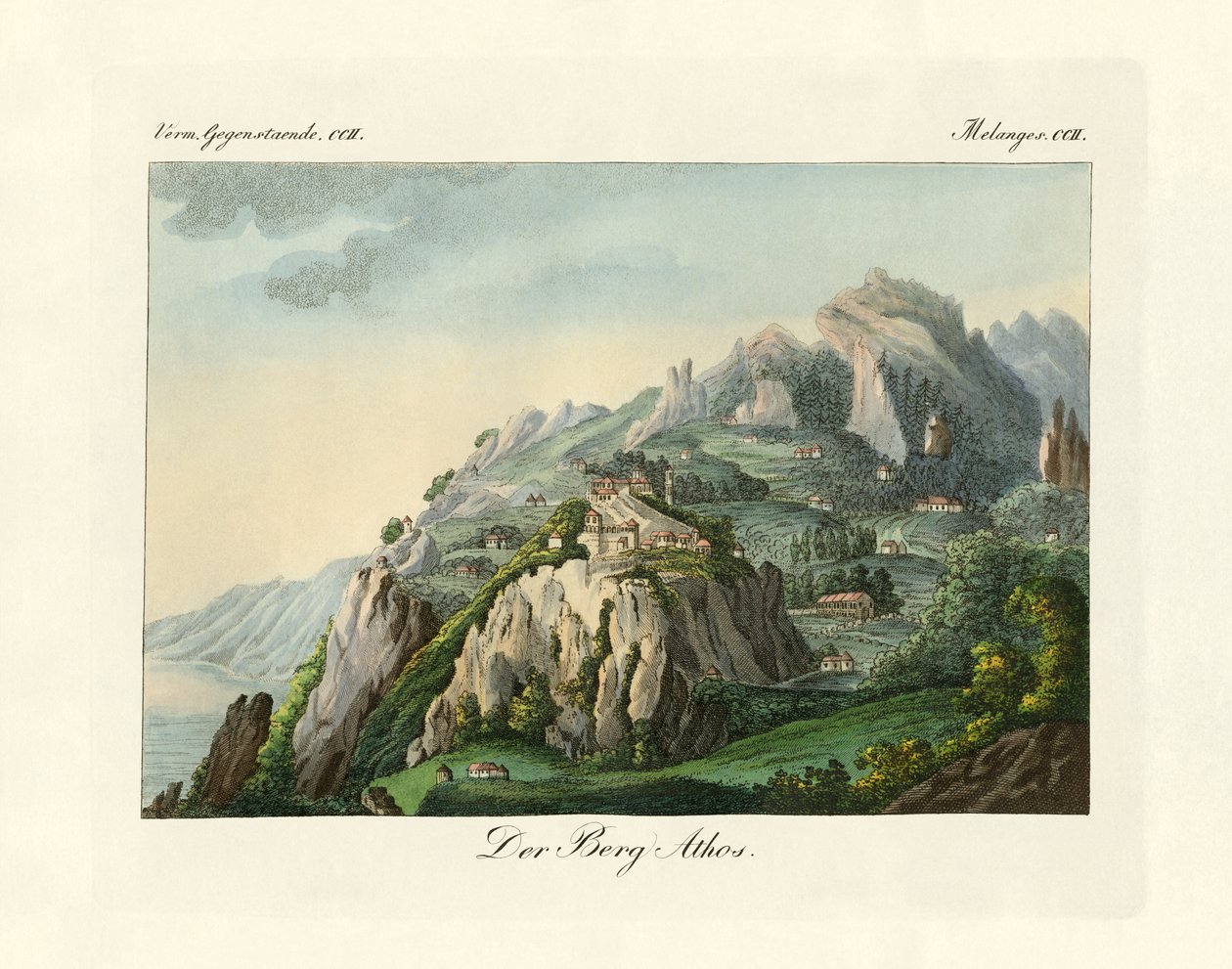 Veduta del Monte Athos (incisione colorata) da German School