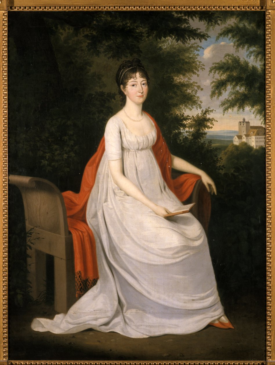 Donne sedute su una panchina, 1800 da German School