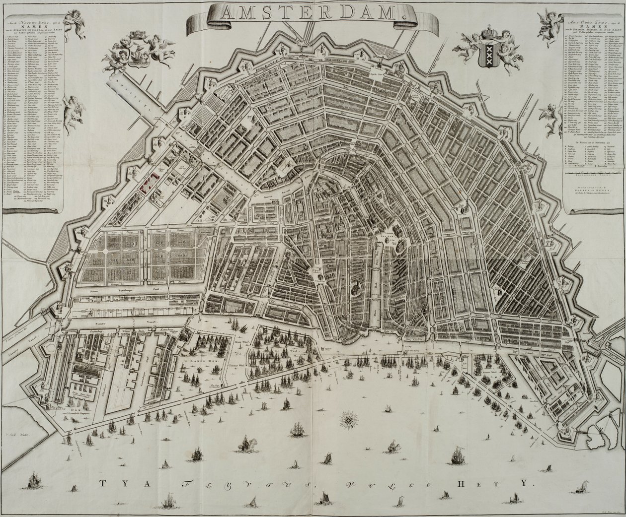 Mappa di Amsterdam del 1737 di Gerrit de Broen da Gerrit de Broen