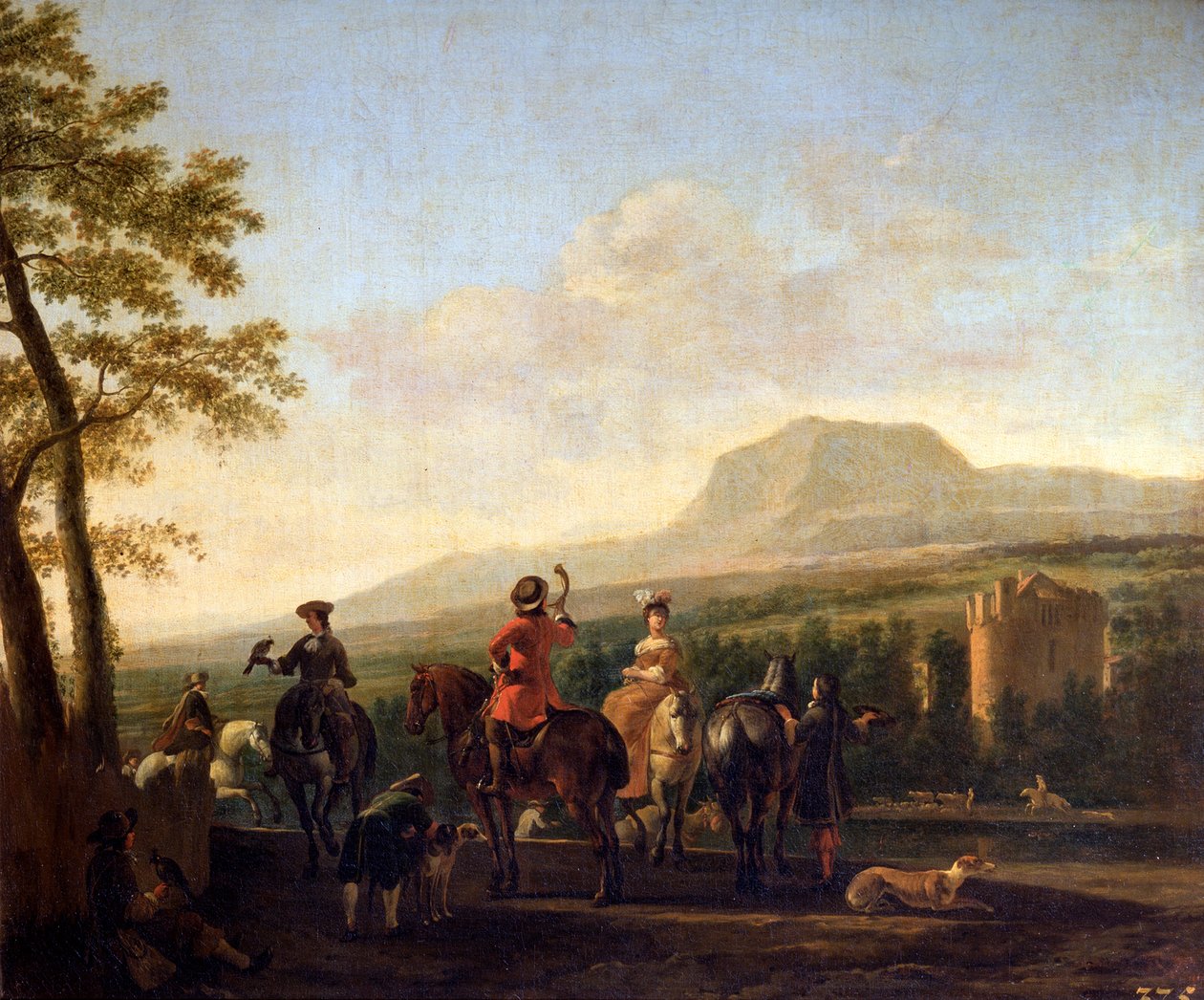Falconeria, 17° secolo da Gerrit Berckheyde