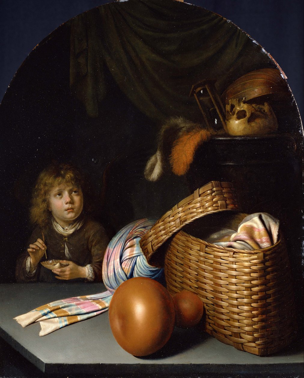 Natura morta con ragazzo che soffia bolle di sapone. da Gerrit Dou