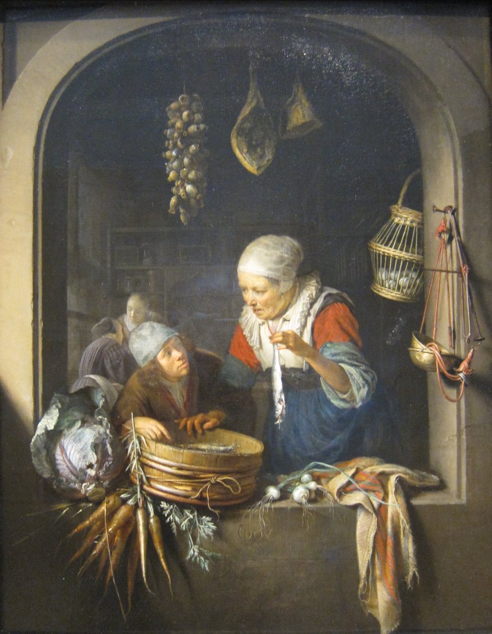 Venditore di aringhe e ragazzo da Gerrit Dou