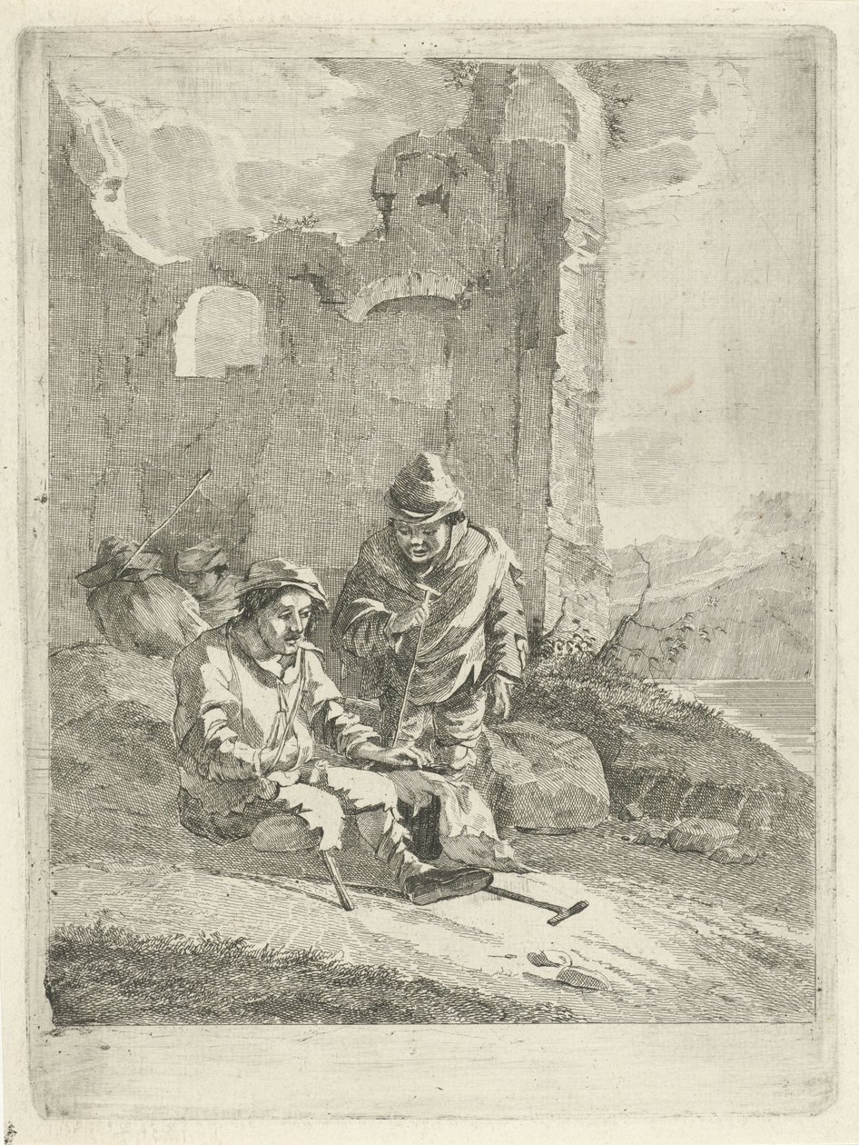 Quattro figure presso una rovina da Gerrit Groenewegen