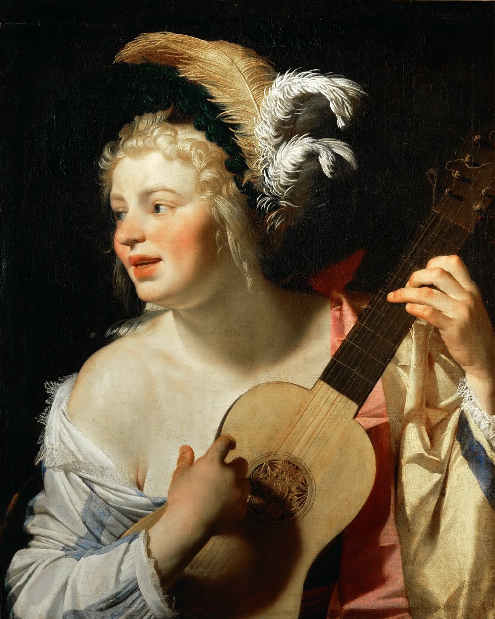 Donna che suona la chitarra, 1624 da Gerrit van Honthorst