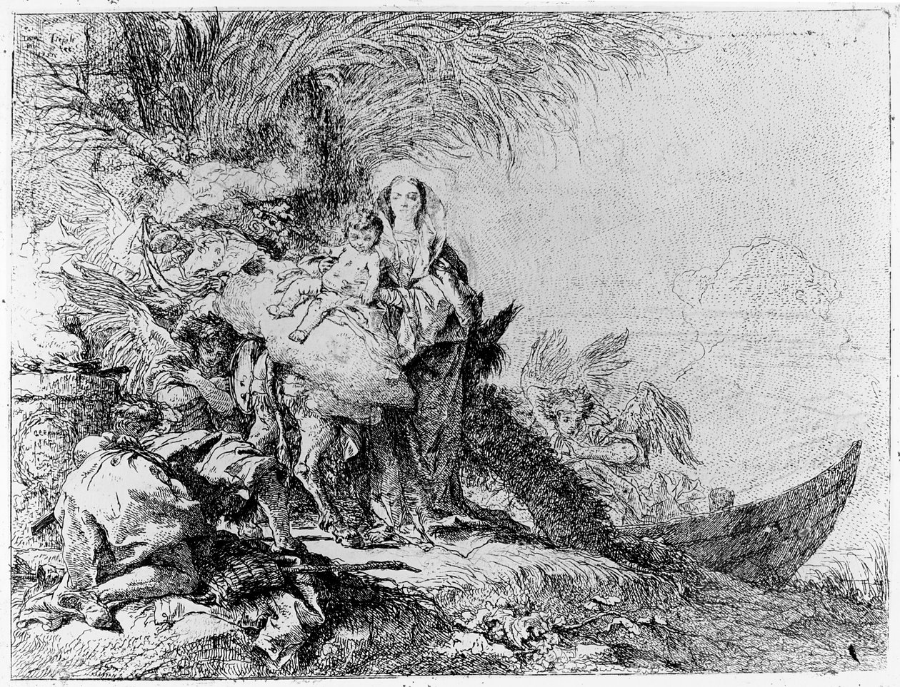 La fuga in Egitto, c.1750 da Giovanni Domenico Tiepolo