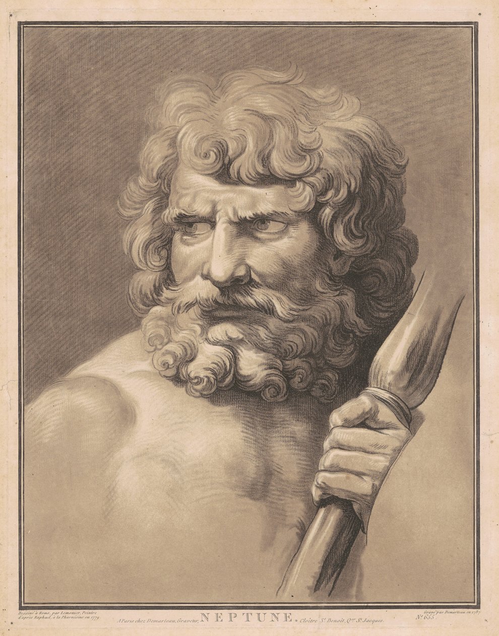 Nettuno da Gilles Antoine Demarteau, after Anicet Charles Gabriel Lemonnier, after Raphael