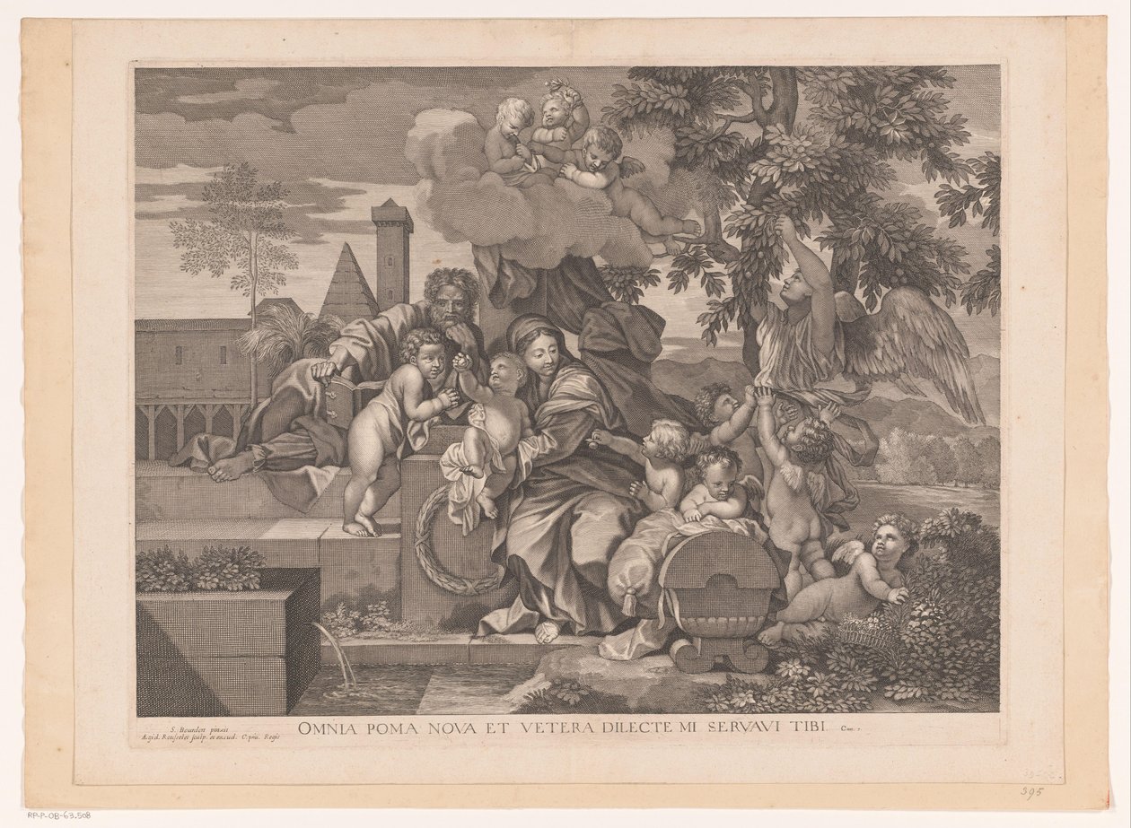 Sacra Famiglia con putti vicino a un melo da Gilles Rousselet