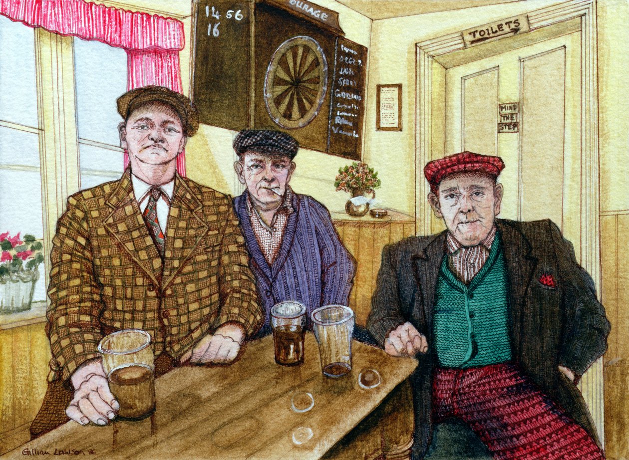 Tre Uomini in un Pub, 1984 da Gillian Lawson