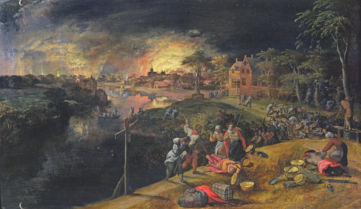 Scena di guerra con incendio, 1569 da Gillis Mostaert