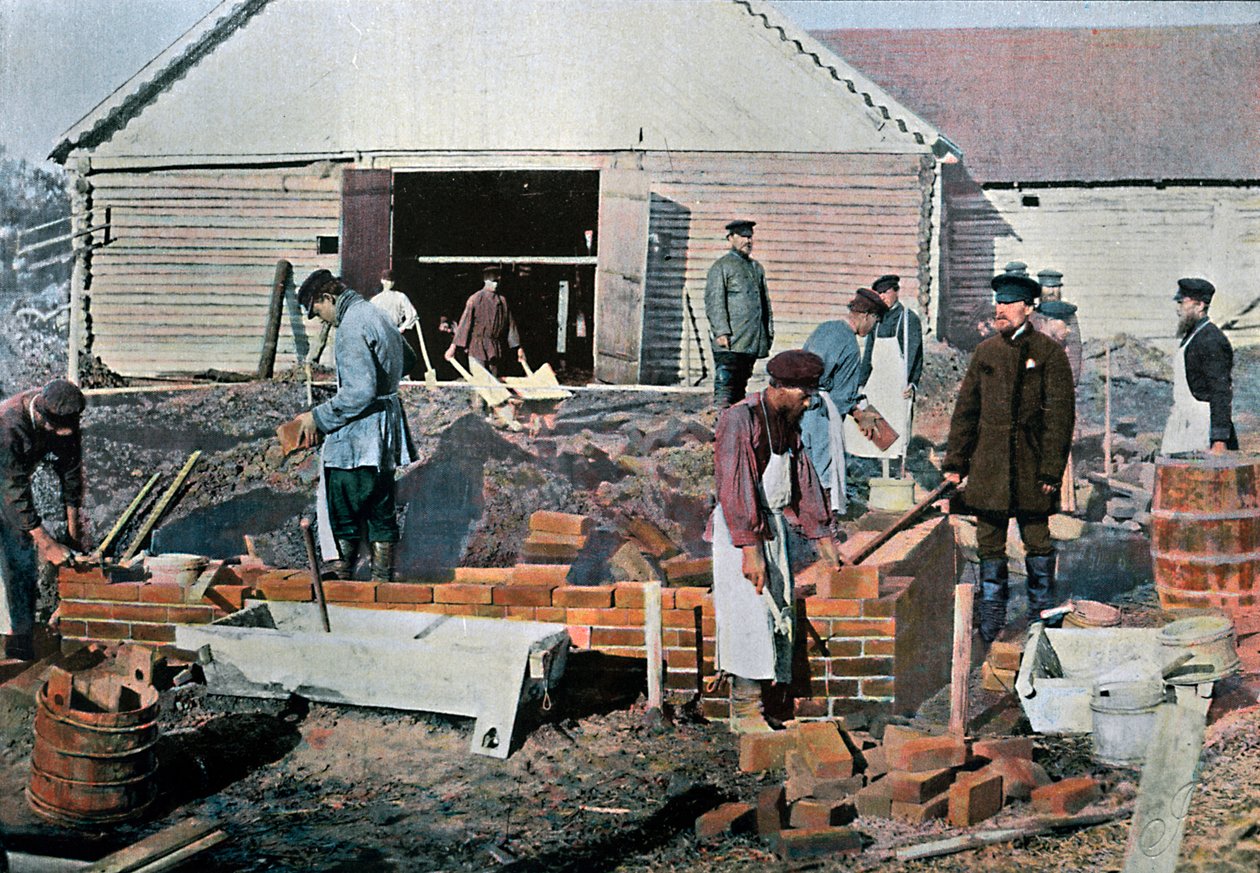 Costruttori fuori Mosca, Russia, c1890 da Gillot