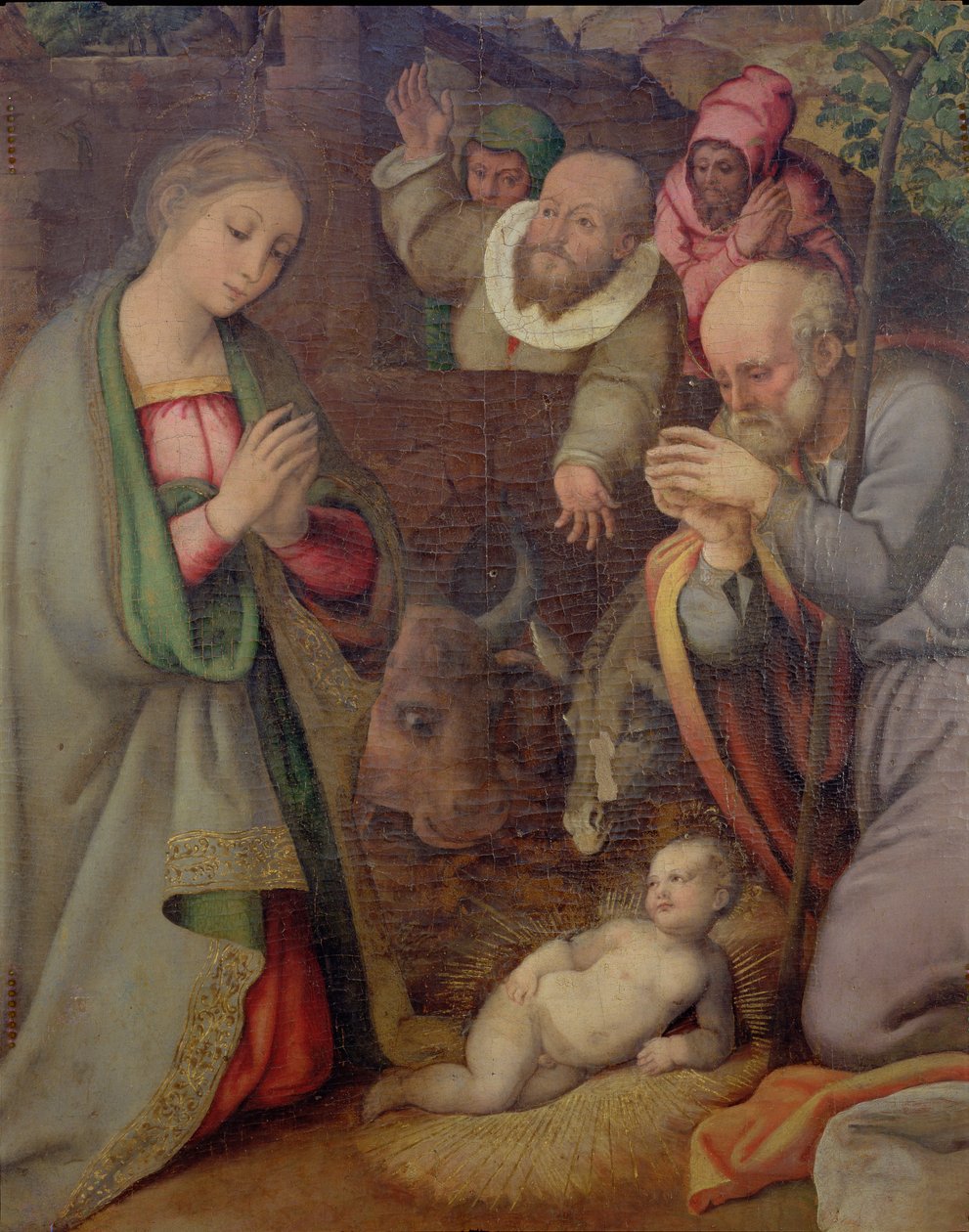 La Natività, dettaglio da un polittico da Giovan Filippo Crescuolo