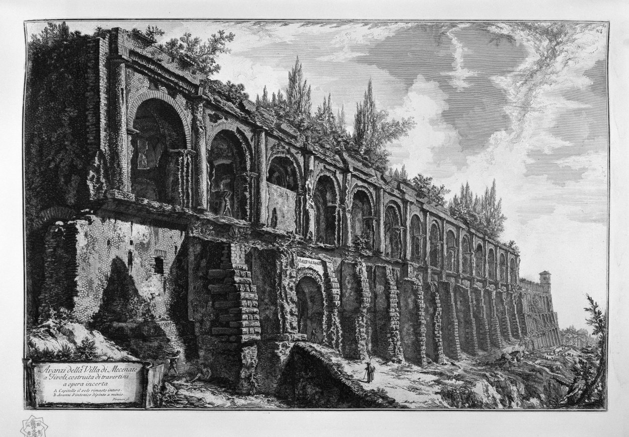 Rovine della Villa di Mecenate a Tivoli, costruita in travertino a opera incerta da Giovanni Battista Piranesi