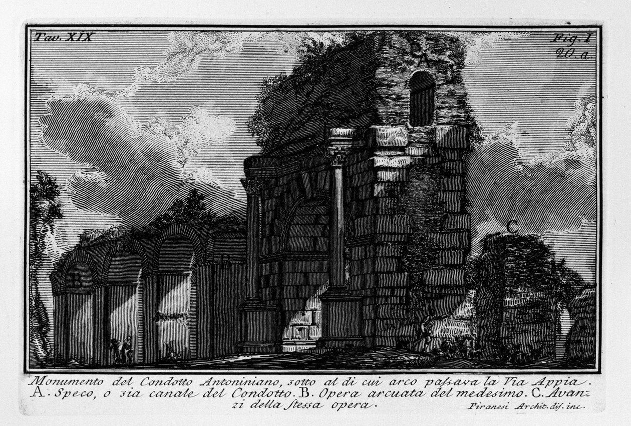 Monumento del Condotto Antoniniano, sotto al cui arco passava la Via Appia da Giovanni Battista Piranesi