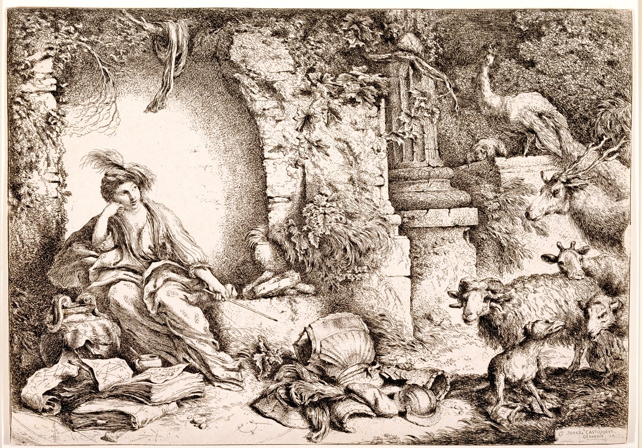Circe che trasforma gli uomini di Ulisse in bestie, c.1650-1651 da Giovanni Benedetto Castiglione