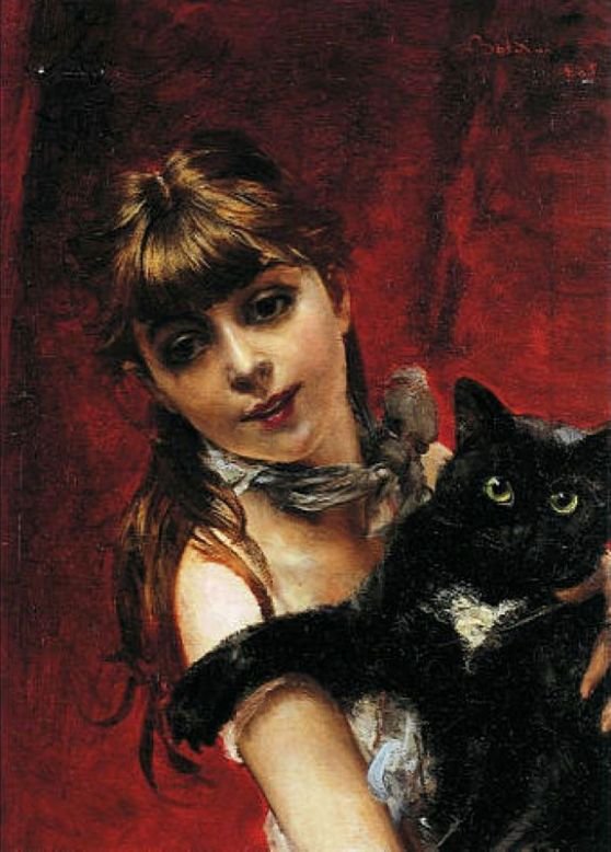 Ragazza con un gatto nero da Giovanni Boldini