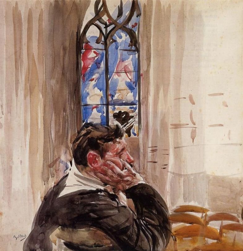 Ritratto di uomo in chiesa da Giovanni Boldini
