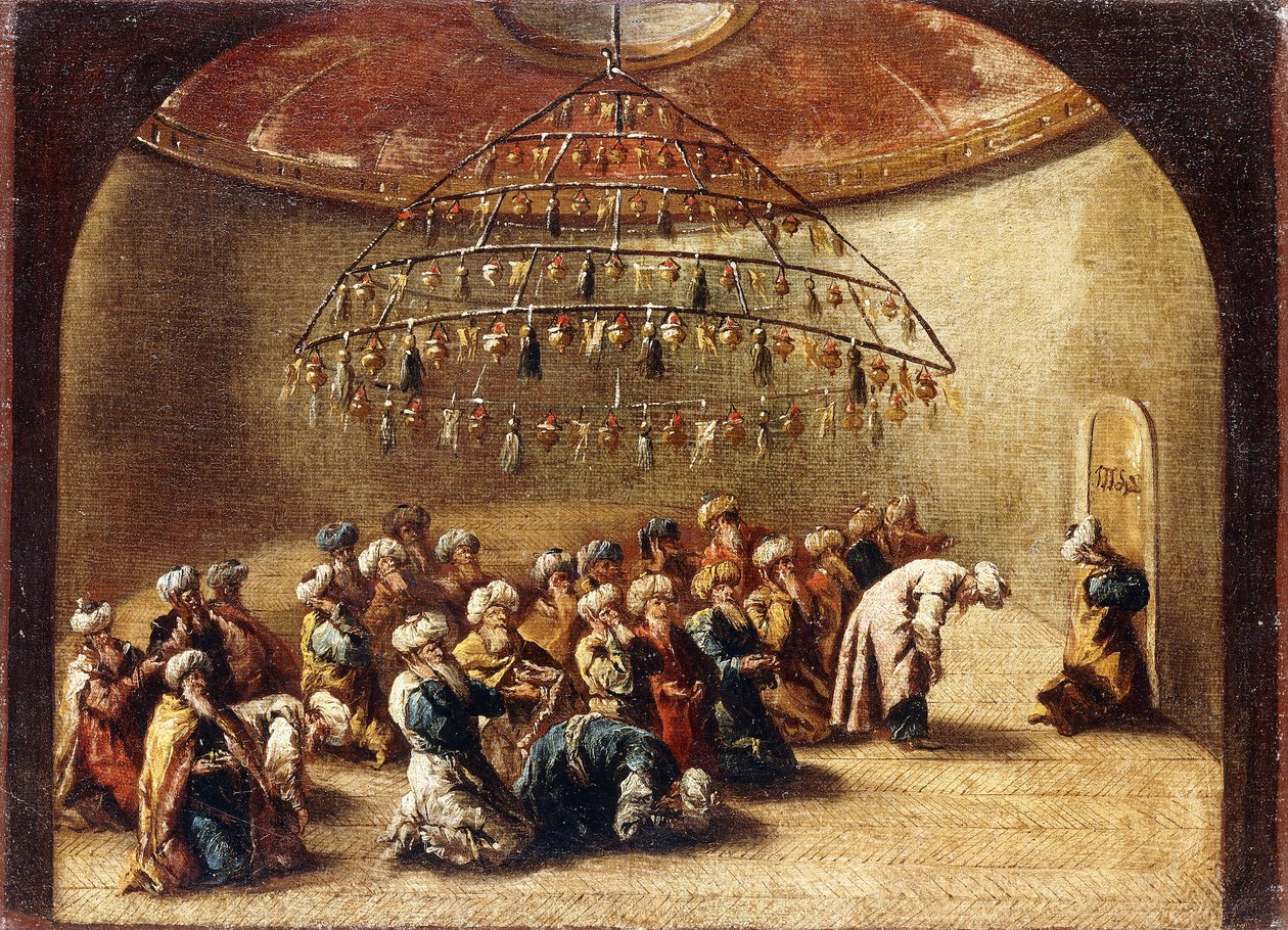 Turchi in preghiera in una moschea da Giovanni Antonio Guardi