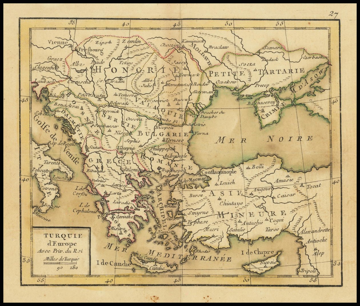 Mappa del 1762 - Turchia europea da Giovanni Antonio Rizzi Zannoni
