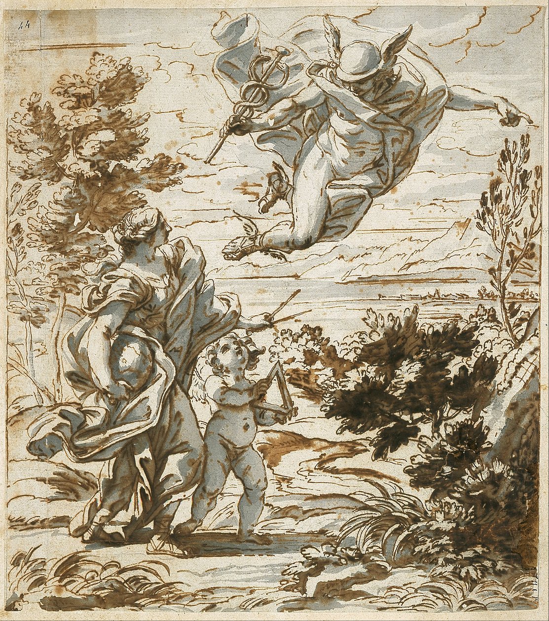Mercurio guida la geografia da Giovanni Battista Gaulli