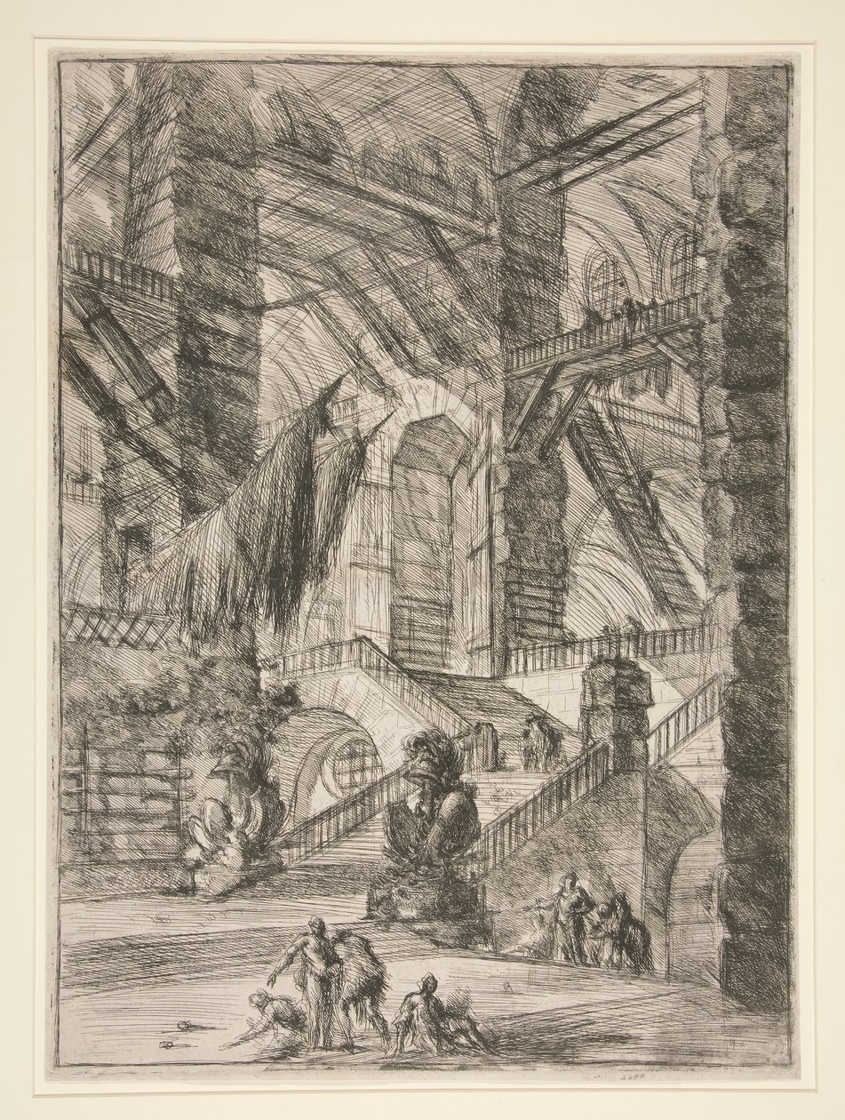Carceri, VIII: La scala con trofei da Giovanni Battista Piranesi