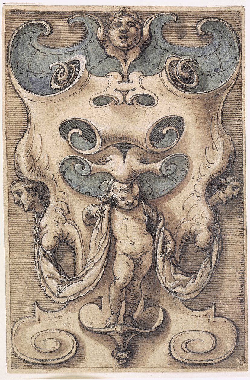 Cartiglio con un putto da Giovanni Domenico Capellino
