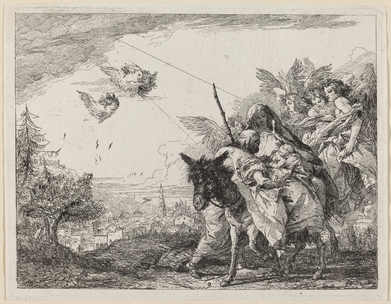 Giuseppe, in Piedi, Adora il Bambino da Giovanni Domenico Tiepolo
