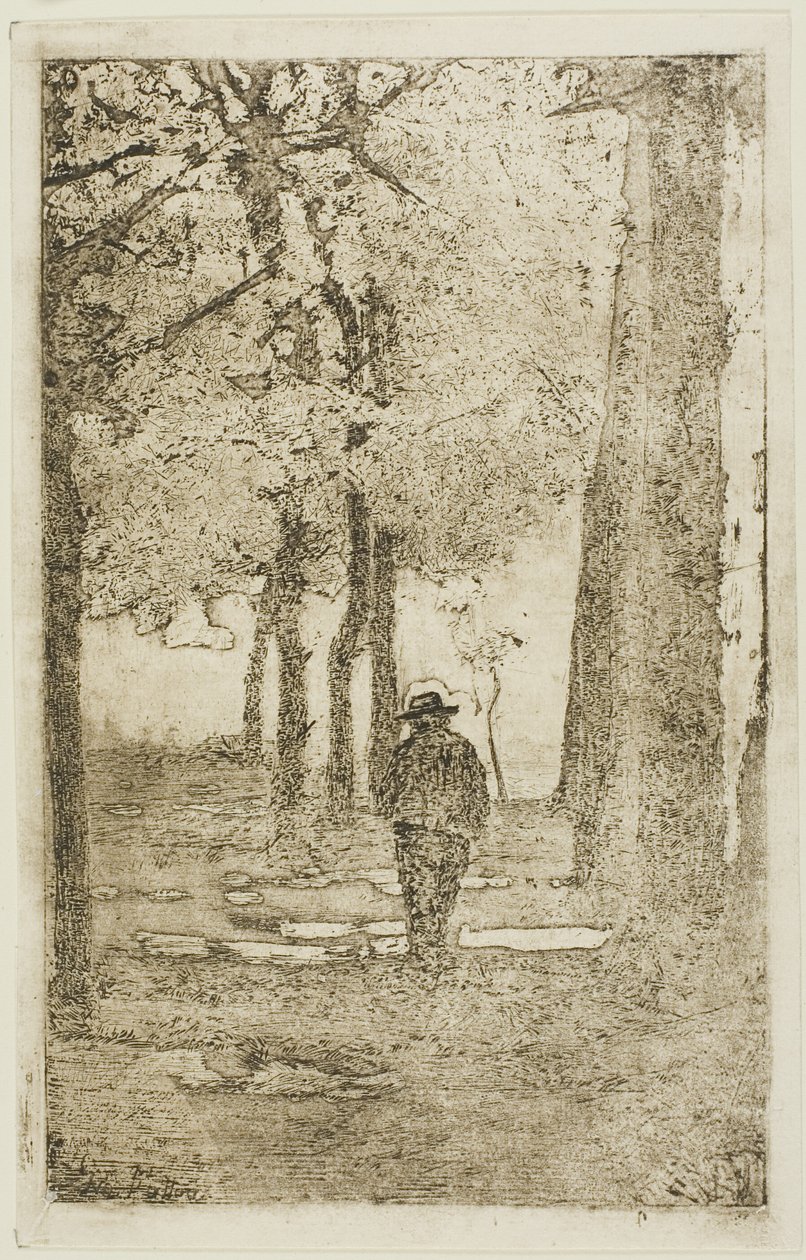 Passeggiata nel bosco con figura da Giovanni Fattori