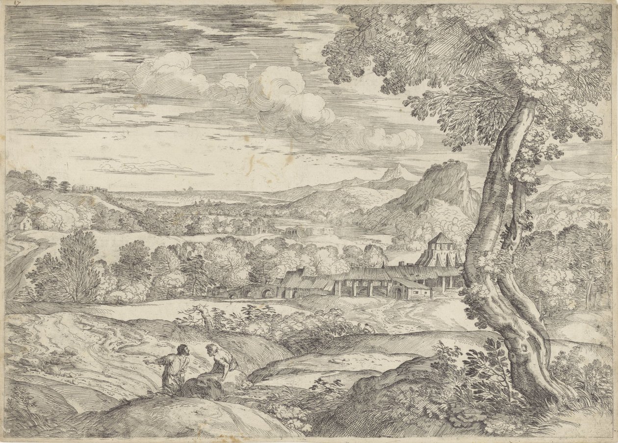 Paesaggio con una fabbrica di mattoni da Giovanni Francesco Grimaldi