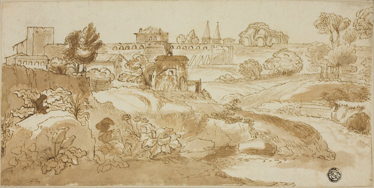 Vista di Roma, con la via Appia da Giovanni Francesco Grimaldi