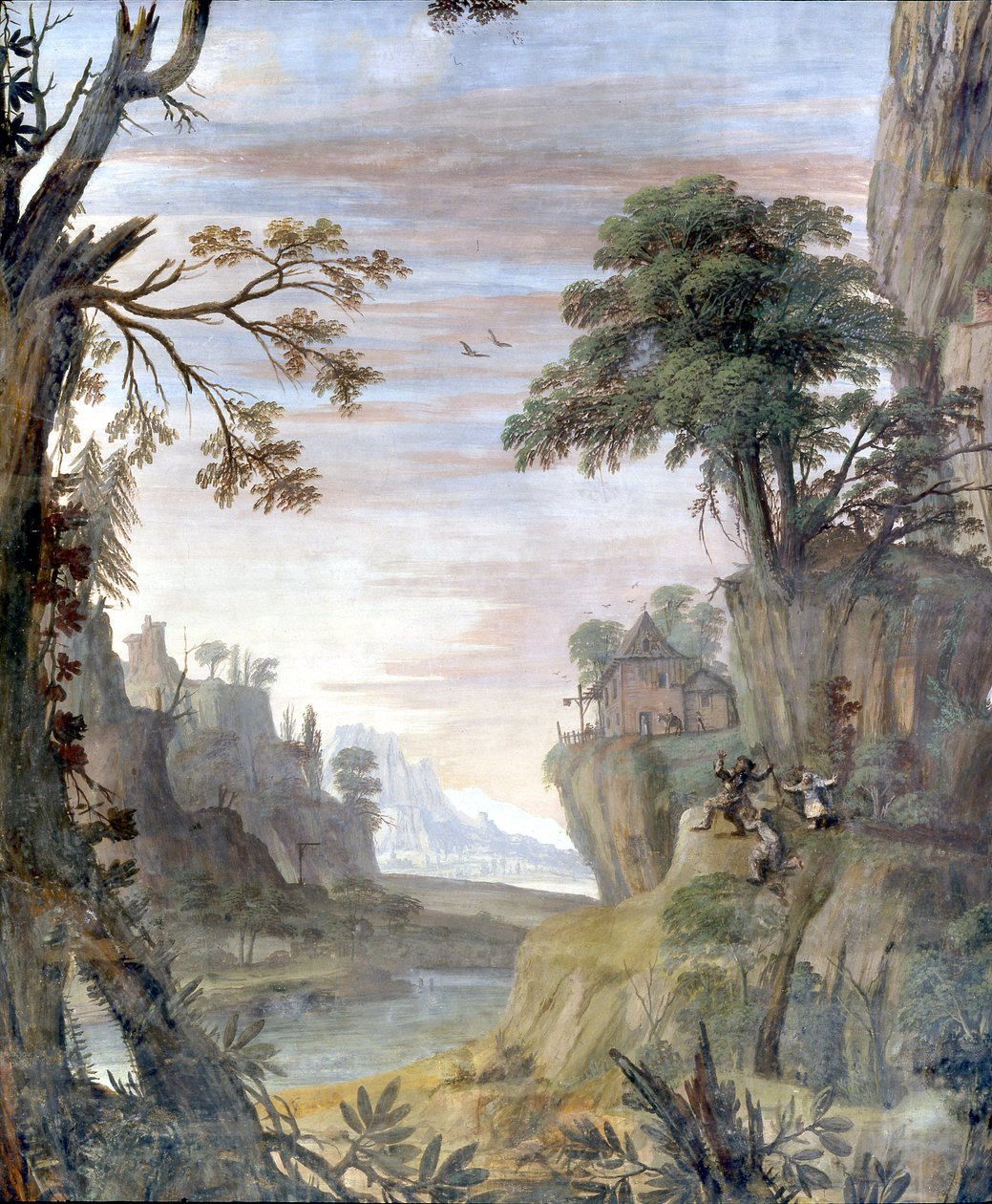 Fiume e paesaggio (dettaglio) da Giovanni Ghisolfi