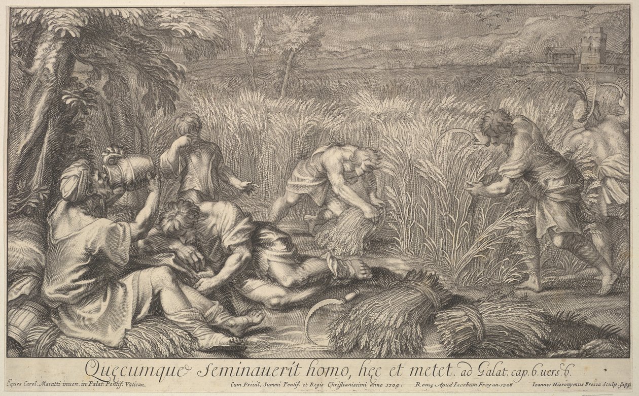 Mietitori di grano, 1704 da Giovanni Girolamo Frezza