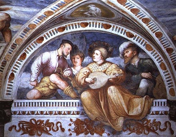 Il concerto: strumenti a corda, lunetta da Girolamo Romanino