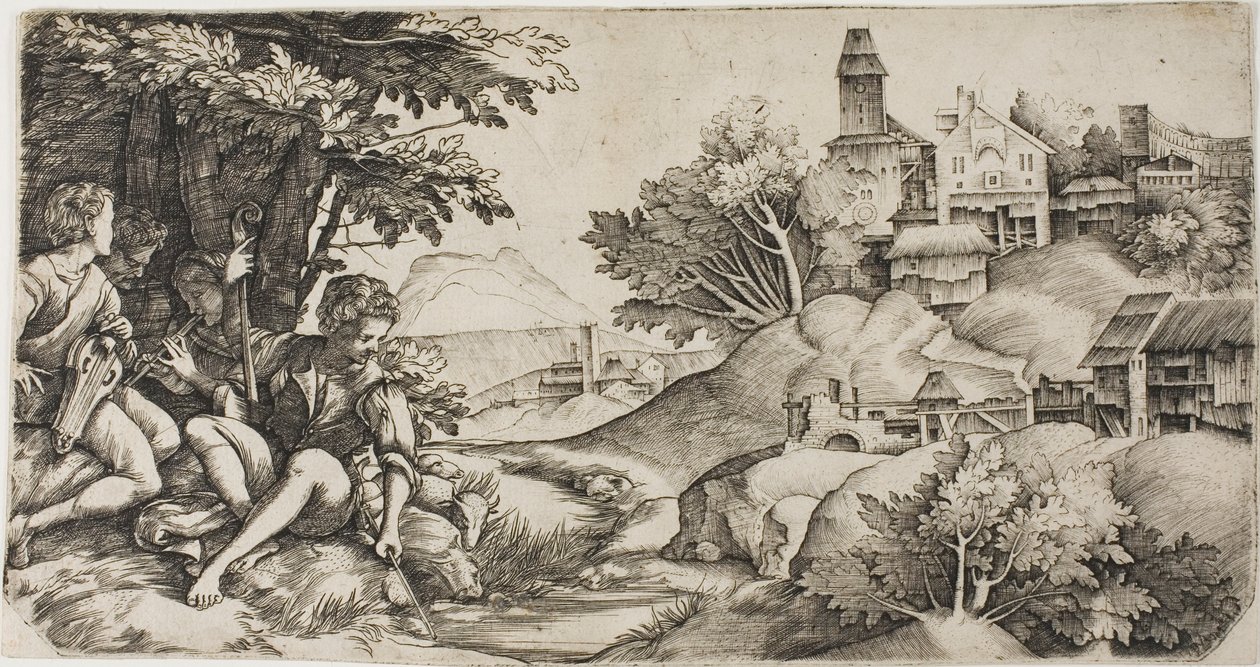Pastori in un Paesaggio da Giulio Campagnola