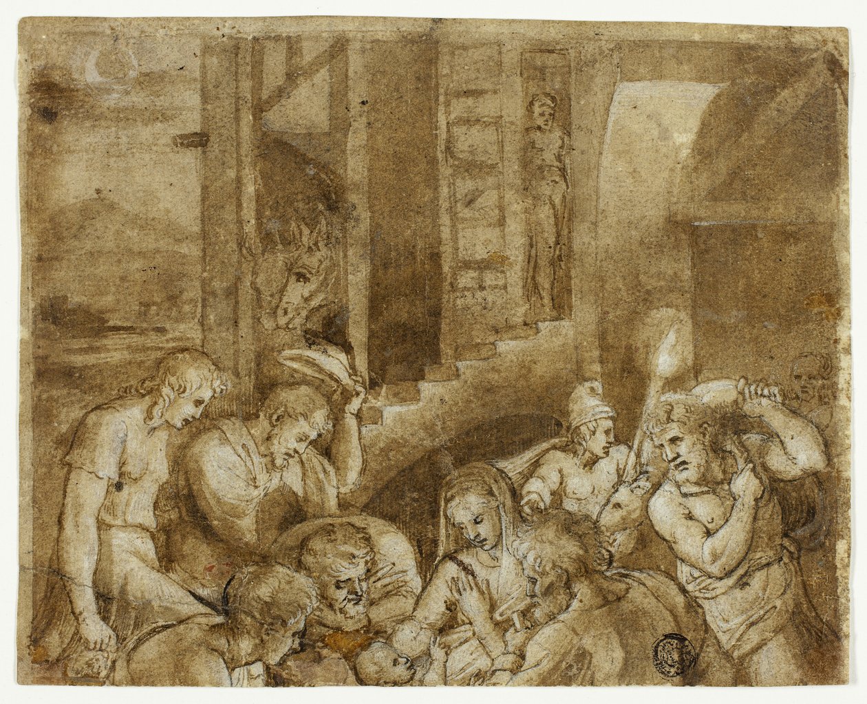 Adorazione dei pastori: Parte superiore da Giulio Romano