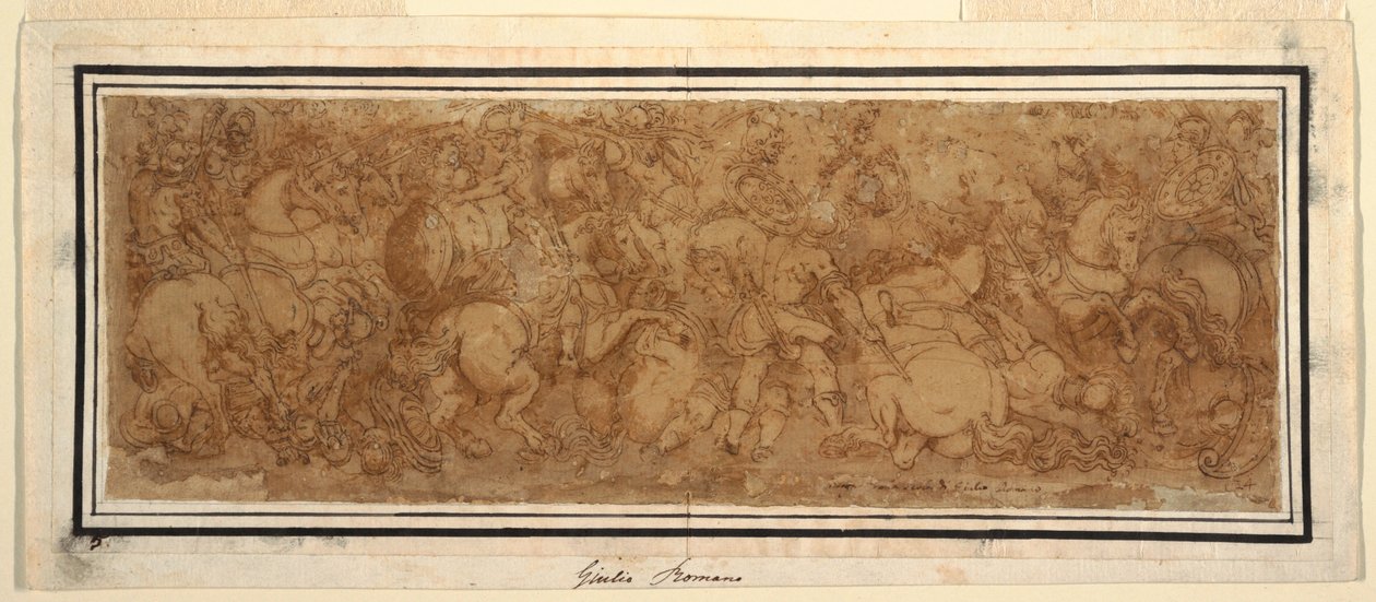 Disegno, scena di battaglia, 1524-46 da Giulio Romano