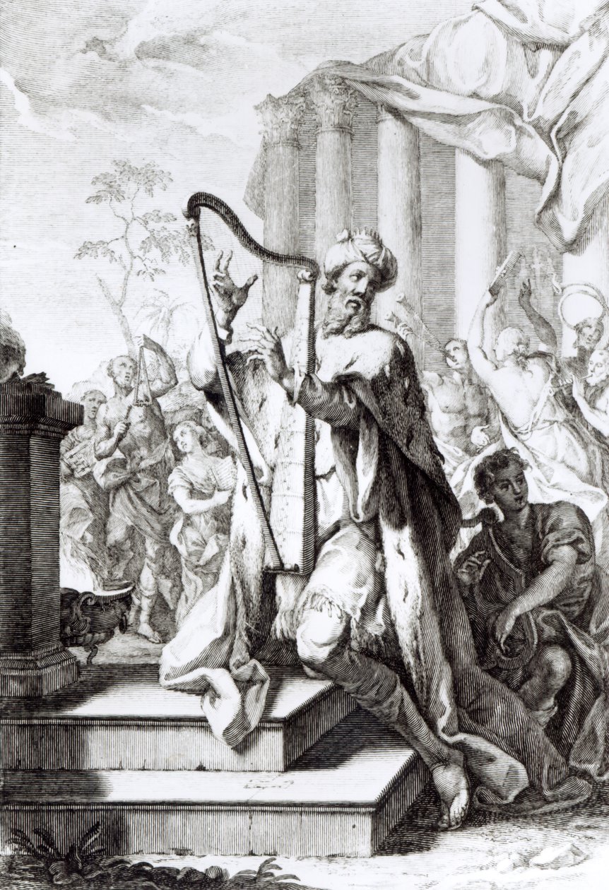 Re Davide che suona la lira, inciso da A Faldanus da Giuseppe Camerata