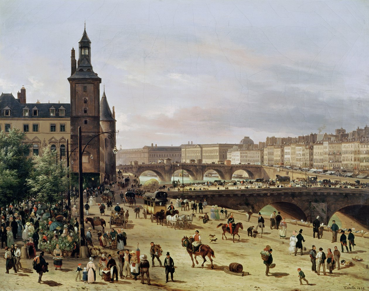 Il mercato dei fiori, 1832 da Giuseppe Canella