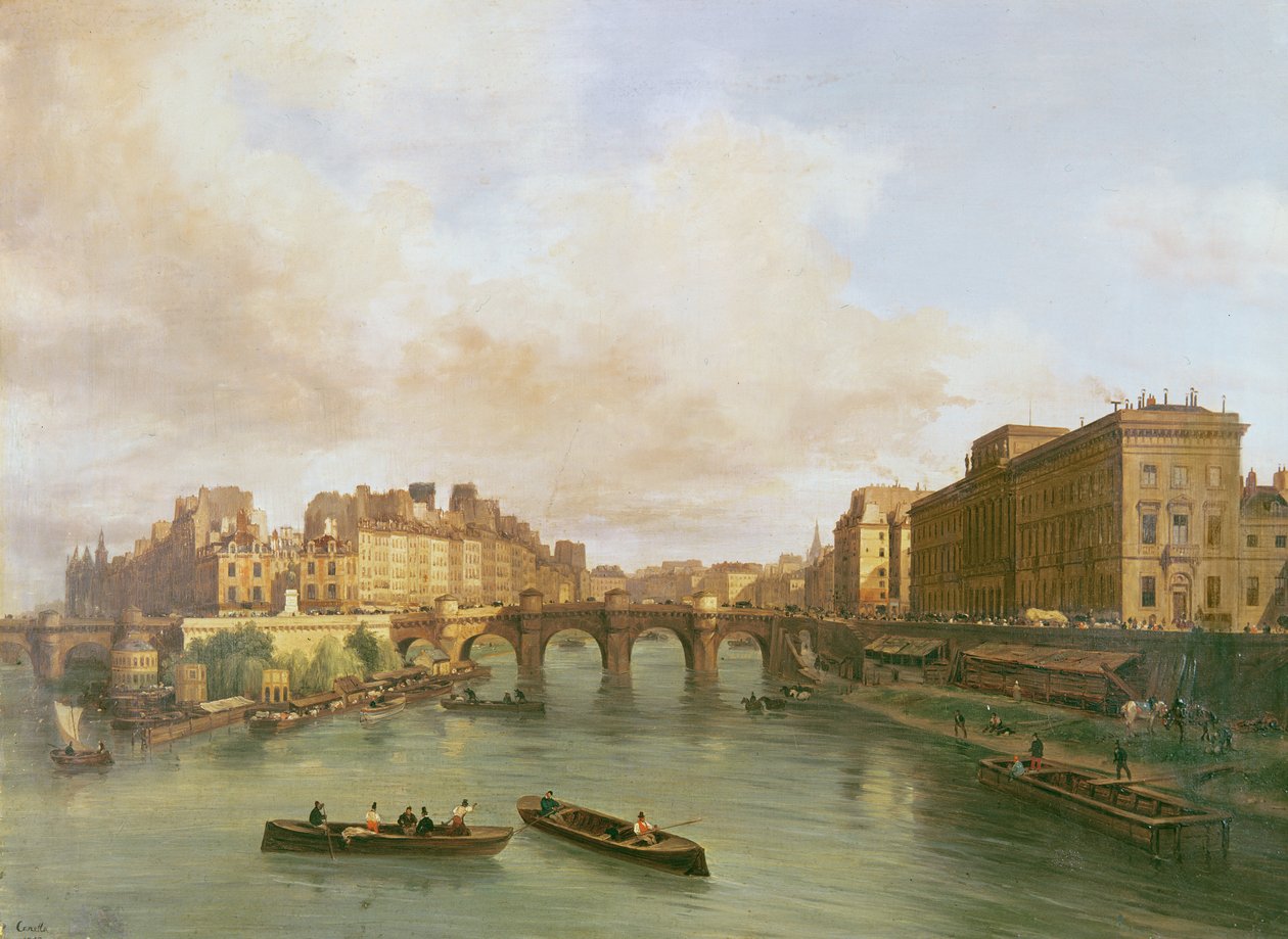 Il Pont Neuf, Ile de la Cité, Parigi, Zecca e Quai Conti, 1832 da Giuseppe Canella