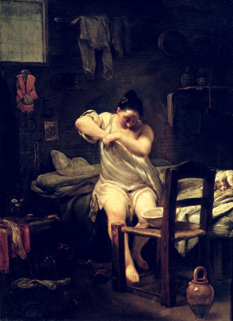 La pulce, 1710-30 (olio su rame) da Giuseppe Maria Crespi